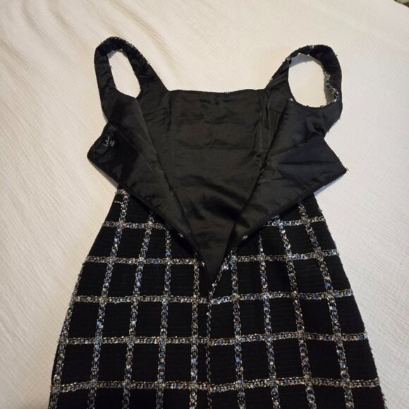 Lulus Black & Gold Grid Tweed Bodycon Mini Dress – XS - Picture 5 of 5